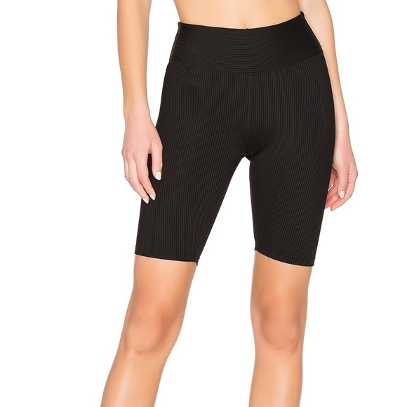 Year of Ours Black Ribbed Biker High Waisted Shorts - Picture 1 of 11